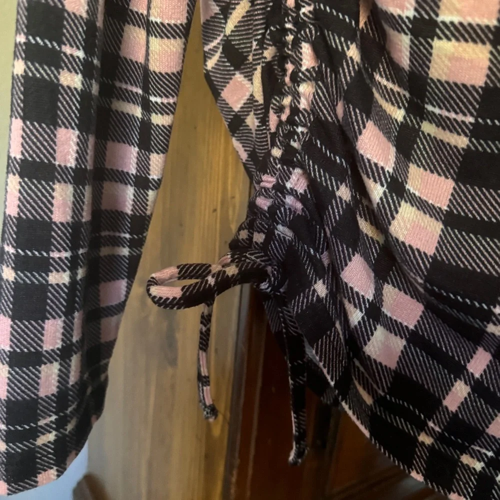 Plaid Pink and Black Women's Top - Picture 5 of 5